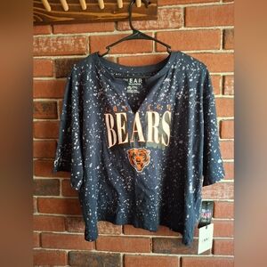 WEAR NFL Women's Chicago Bears Bleach Splatter Cropped Tee